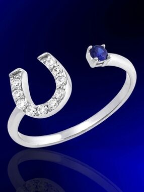 Montana Silversmiths Dainty Sterling Silver CZ Horseshoe Ring ~ Retail $75 ~ NEW